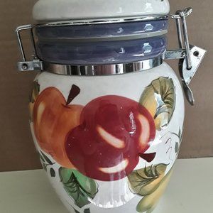 Oneida Vintage Fruit Hand Painted Ceramic Canister